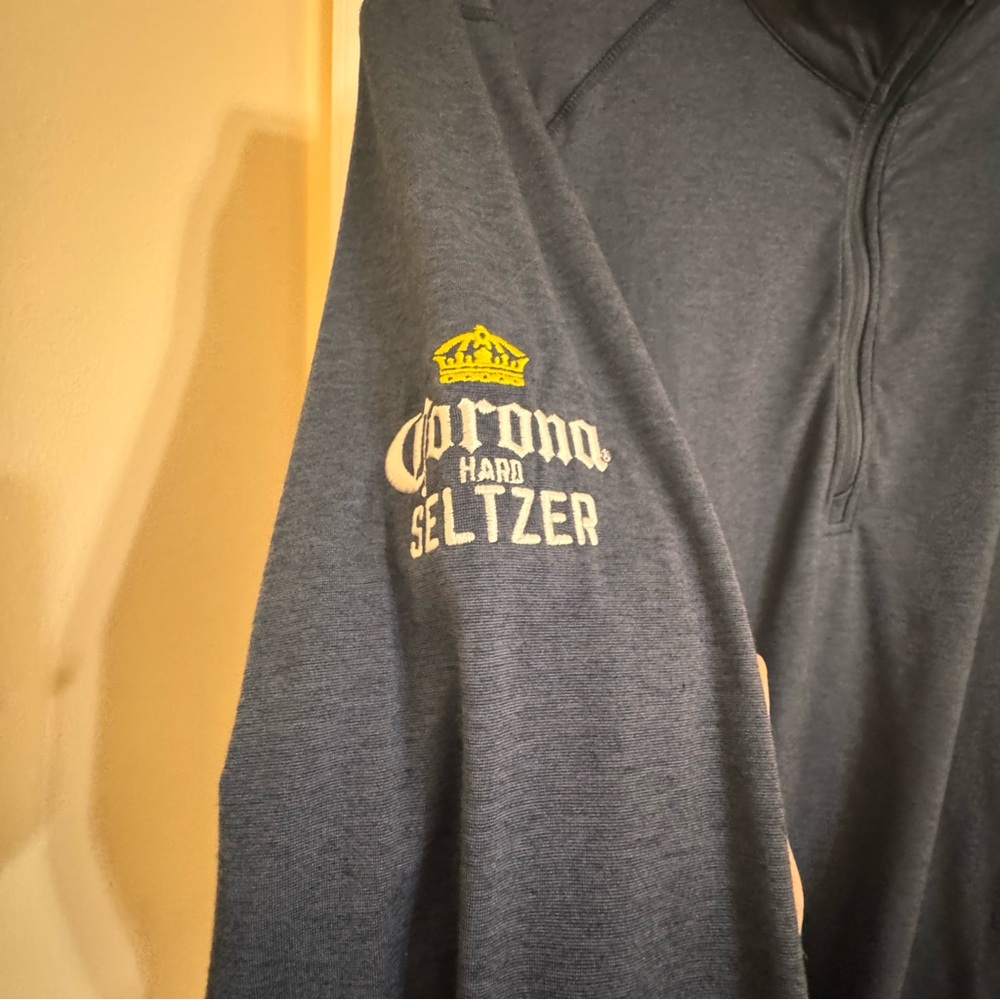 Travis Mathew Mens Blue 1/4 Zip Long Sleeve Embroidered Corona Hard Seltzer XL - Picture 4 of 7
